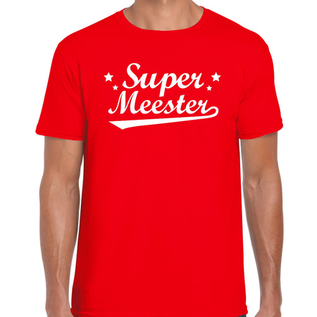 Super meester fun t-shirt rood voor heren - Einde schooljaar/ meesterdag cadeau