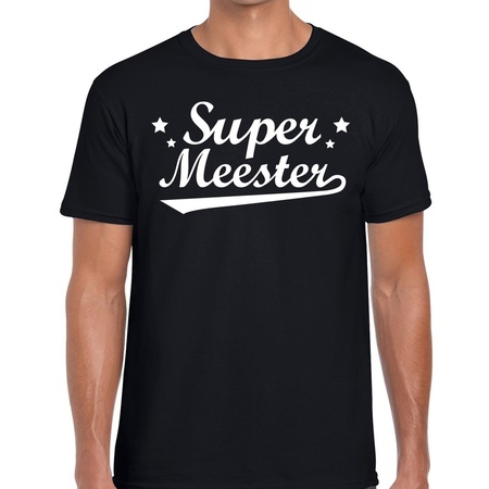 Super meester fun t-shirt zwart voor heren - Einde schooljaar/ meesterdag cadeau