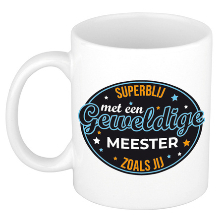 Superblij met meester gift mug / cup white 