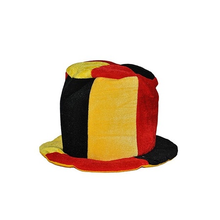 Funny Fashion Supporters verkleed kleding hoge hoed - vlag Belgie kleuren - polyester - volwassenen