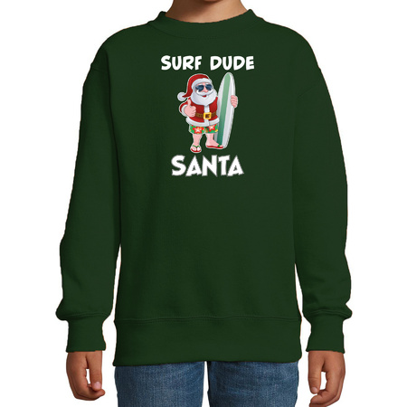 Groene Kersttrui / Kerstkleding surf dude Santa voor kinderen
