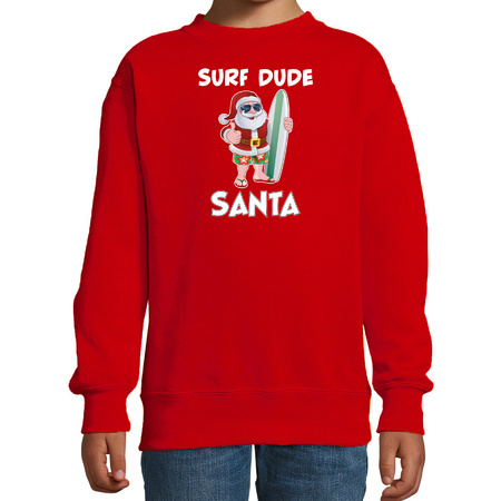Rode Kersttrui / Kerstkleding surf dude Santa voor kinderen