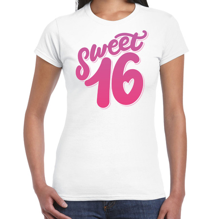 Wit sweet 16 verjaardags kado t-shirt / outfit voor dames