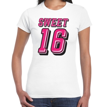 Sweet 16 shirt voor verjaardag wit voor dames