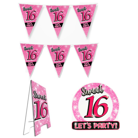 Sweet 16 pakket verjaardag feestversiering