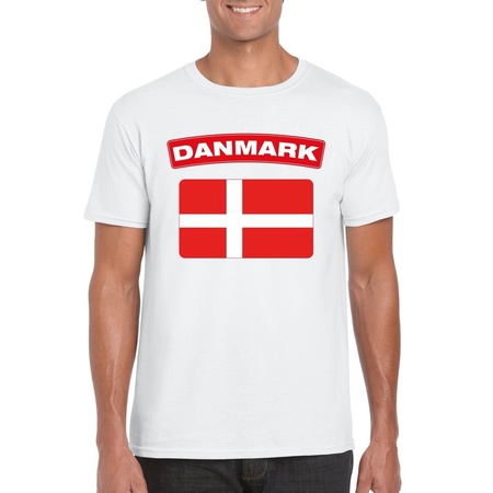 T-shirt Deense vlag wit heren