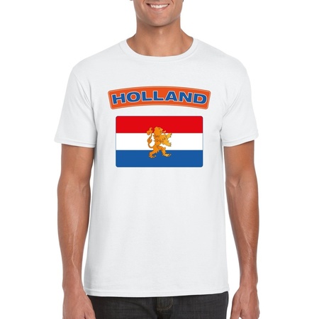 T-shirt Nederlandse vlag wit heren