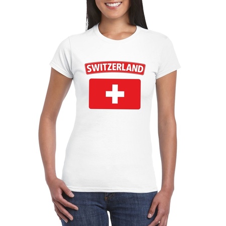 T-shirt Zwitserse vlag wit dames
