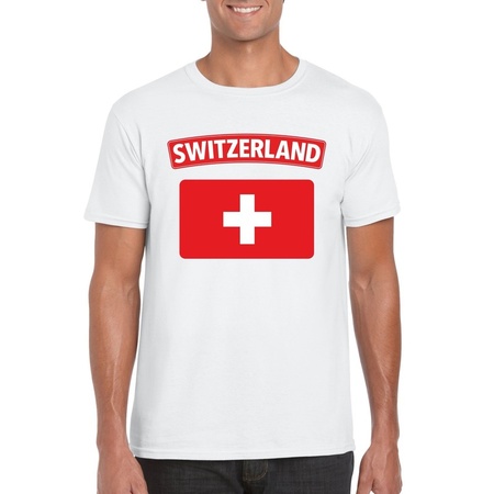 T-shirt Zwitserse vlag wit heren
