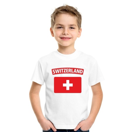 T-shirt Zwitserse vlag wit kinderen