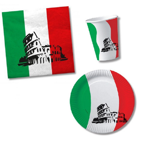 Tafel dekken versiering set vlag Italie thema voor 20x personen