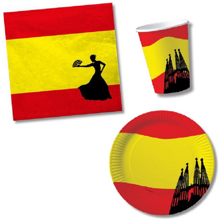 Tafel dekken versiering set vlag Spanje thema voor 20x personen