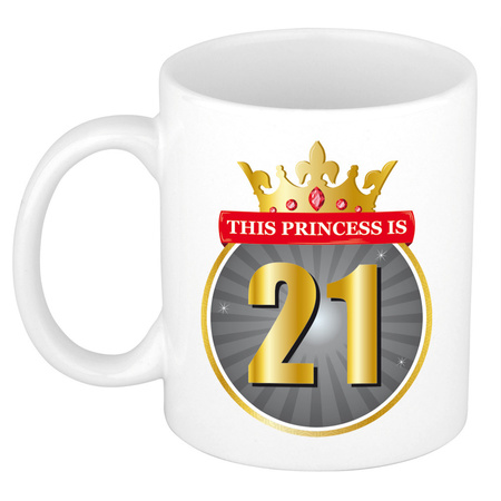 This princess is 21 pink - gift mug white 300 ml