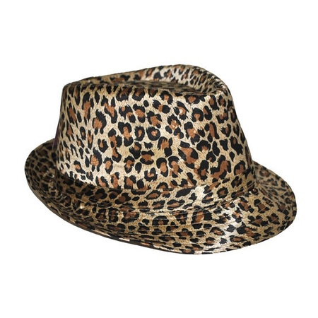 Trilby carnaval hat with leopard print