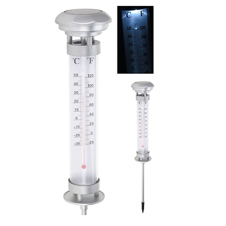 Tuin thermometer met verlichting 57 cm