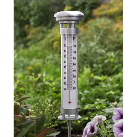 Garden thermometer with solar lighting 57 cm