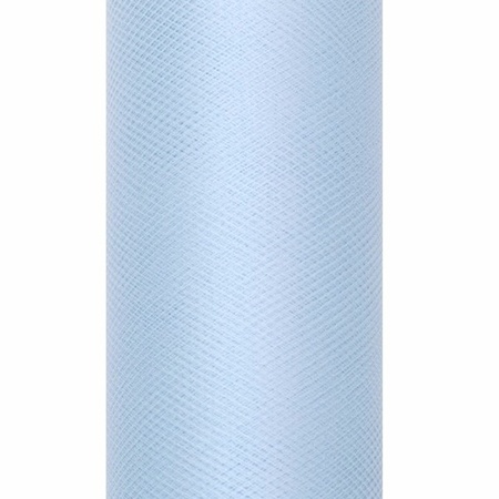 Lichtblauwe tule stoffen 15 cm breed