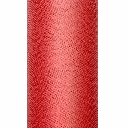 Tulle fabric on roll - red - 15 cm x 9 meter