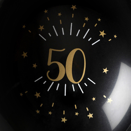 Santex verjaardag leeftijd ballonnen 50 jaar - 8x stuks - zwart/goud - 23 cm - Abraham/Sarah