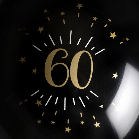 Santex verjaardag leeftijd ballonnen 60 jaar - 8x stuks - zwart/goud - 23 cm - Feestartikelen