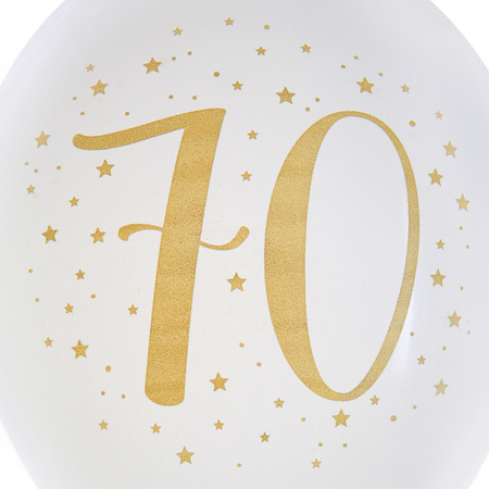 Santex verjaardag leeftijd ballonnen 70 jaar - 8x stuks - wit/goud - 23 cm - Feestartikelen