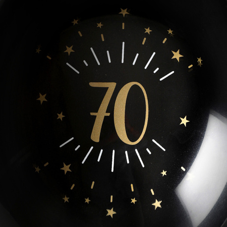 Santex verjaardag leeftijd ballonnen 70 jaar - 8x stuks - zwart/goud - 23 cm - Feestartikelen