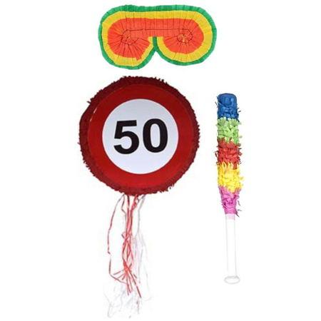 Pinata 50 years theme set 50 cm with mask and stick