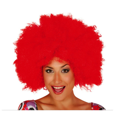 Fiestas Guirca Verkleed pruik afro/hippie - rood - voor volwassenen - one size