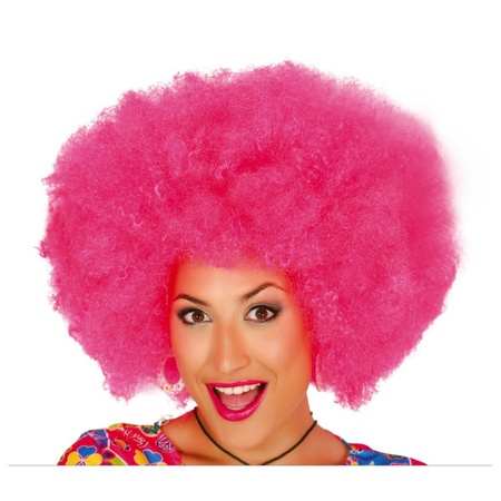 Afro wig pink - for adults - one size