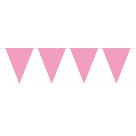 Baby roze vlaggenlijn slingers extra groot 10 meter