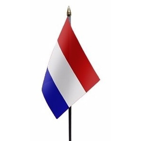 Nederland tafelvlaggetje - 10 x 15 cm - met standaard - polyester stof