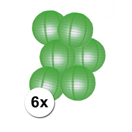 6 groene lampionnen van papier 25 cm