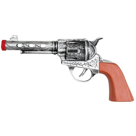 Verkleedaccessoire revolver/pistool zilver 20 cm Western thema
