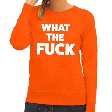 What the Fuck fun sweater oranje voor dames