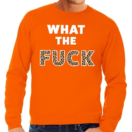 What the Fuck tijgerpint fun sweater oranje voor heren