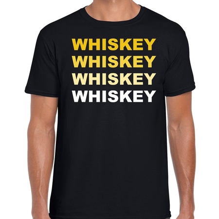 Whiskey fun shirt zwart met gele bedrukking voor heren