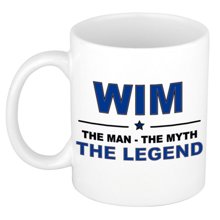 Naam cadeau mok/ beker Wim The man, The myth the legend 300 ml