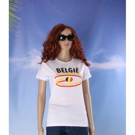 Belgie t-shirt voor dames met vlaggen print
