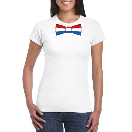 Shirt met Nederland strikje wit dames