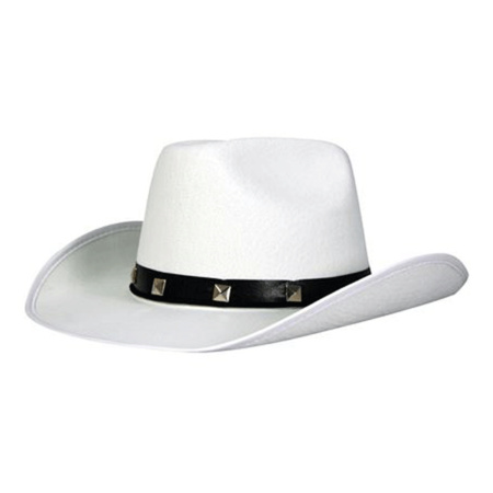 grind ik draag kleding ticket Witte cowboy verkleed hoed met studs | Fun en Feest