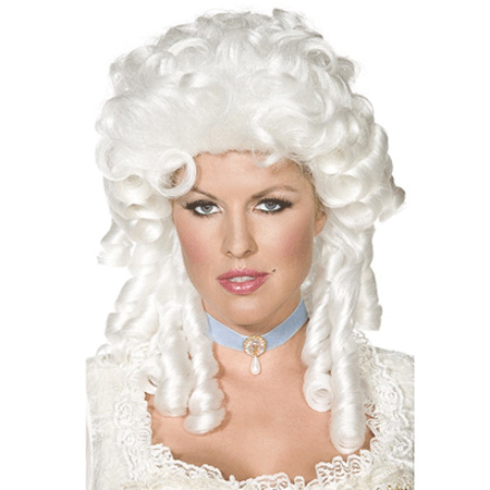 Witte hoge dames carnaval verkleed pruik Baroque/middeleeuwen