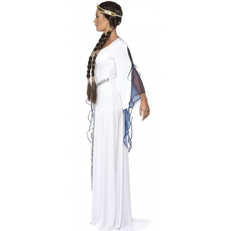 White long medieval maiden fancy dress costume for women