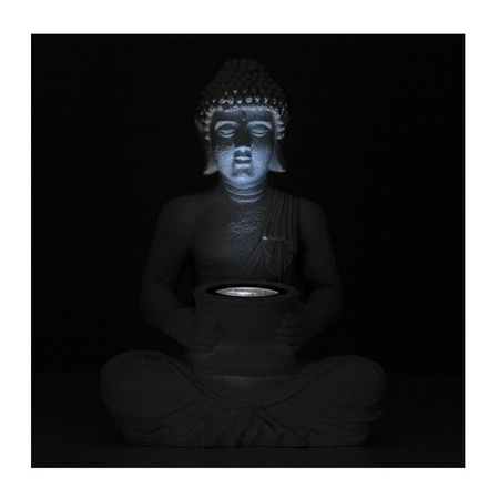 Wit Boeddha beeld met solar verlichting 31 cm