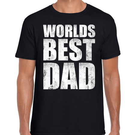 Worlds best dad kado t-shirt zwart voor heren - cadeau shirt papa Vaderdag / verjaardag