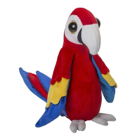 Tropische papegaai knuffel rood pluche 25 cm