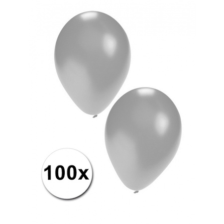 100x Zilveren feest ballonnen