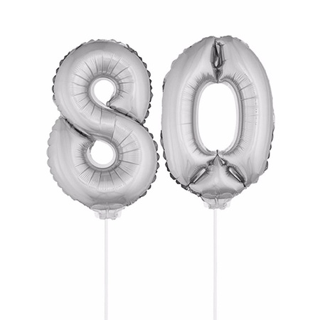 Folie ballonnen cijfer 80 zilver 41 cm
