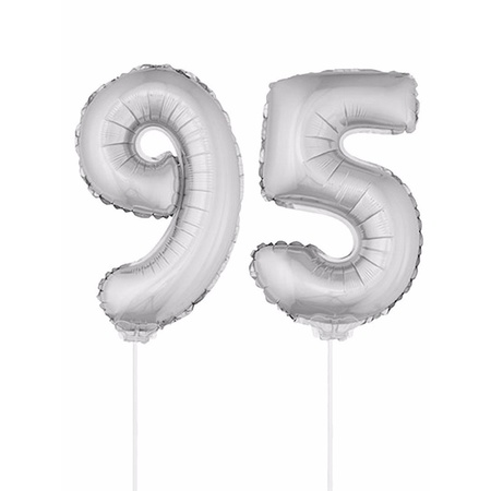 Folie ballonnen cijfer 95 zilver 41 cm