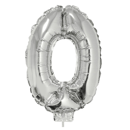 Inflatable silver foil balloon number 10 on stick