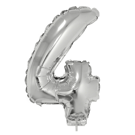 Opblaas Ballonnen - 2024 - zilver - op stokje - 41 cm